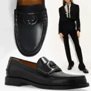 GUCCI SHOES PENNY LOAFER INTERLOCKING G BLACK LEATHER $990 sz 41 US 11