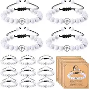 24 Set Basketball Bracelets with Blessing Card Sport Basketball Team Gifts Adjustable Beaded Bracelets Bulk Basketball Gifts for Players Team Lovers Men Son Party Favors, 6.30inch, Stone, no