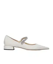 Jimmy Choo Bing Embellished Flat Shoes 36,37,36.5 White