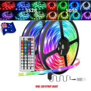 5V 1M 2M 3M 4M 5M USB RGB LED Strips Lights 44 IR Remote Kit For TV Back