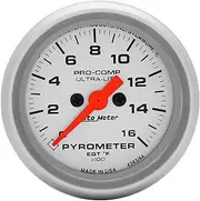 Autometer Gauge, Ultra-Lite, Pyrometer (EGT), 2 1/16 in., 1600 Degrees F, Digital Stepper Motor, Analog, Each