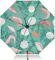 [RPLIFE] Travel Umbrella Windproof Collapsible Umbrella, Umbrellas for Backpacks/Handbags, Rain, Wind and Sun, Various Shrimp