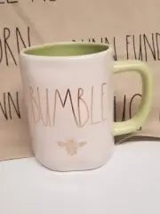 Rae Dunn “BUMBLE BEE” Mint/Light Green Gold Lettering Mug, Spring, Summer, NEW