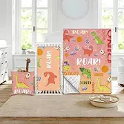 Duckbe Baby Crib Bedding Set - Dinosaur Nursery Bed 3 Pcs Set - Chic Soft Blanket with Dotted Backing, Sheet, Pillowcase for Newborns Boys Girls Gifts Color24