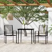 Patio Sets 3 Piece Garden Dining Set Black