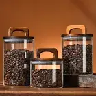 Condiment Storage Glass Jars Wooden Handle Lid Food Container Storage Jar Home