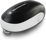 Kitchen Mama One-to-Go Electric Can Opener with Auto Shut-Off: Open Cans with Only One Push of A Button - Ergonomic & Safety, Smooth Edge, Handy with Lid Lift, Battery Operated (White)