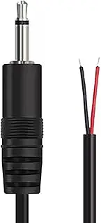 tunghey 10Inch Replacement 3.5mm Male Plug to Bare Wire Open End TS 2 Pole Mono 1/8" 3.5mm Plug Jack Connector Audio Cable Repair 2Pack (Black)