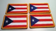 4 PUERTO RICO Flag Patch W/ VELCRO® Brand Fastener Military Gold Border #2