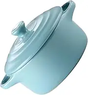 FELTECHELECTR Microwave Food Cover with Handle 230ml Ceramic Bowl for Stew Double Handle Microwave Oven Compatible