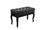 Adjustable Duet Piano Stool Bench Chair Ergonomic Modern Keyboard Double Seat Black with Storage PU Leather Cushion