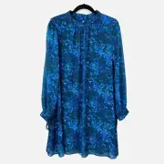 Mark + James Badgley Mischka Trapeze Dress Blue sz 8 MODEST Long Sleeve