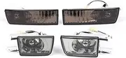 Compatible for VW Jetta MK3 Golf 1992 1993 1994 1995 1996 1997 4PCS Set Car Smoked Front Bumper Fog Light + Turn Signal Lamp
