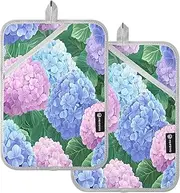 Oven Pot Holders Heat Resistant Hydrangeas Beauty Summer Flowers Potholders for Kitchens with Pockets Hot Pot Holders for Kitchen Oven Mitts 2 Pack