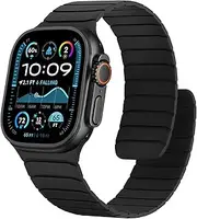 Sixmoat Magnetic Silicone Straps Compatible with Apple Watch 49mm 46mm 45mm 44mm 42mm, Soft Sport Wristband for Men Women Compatible with iWatch Ultra SE Series 10 9 8 7 6 5 4 3, Black