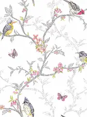 Holden Decor Phoebe Birds Wallpaper Holden White