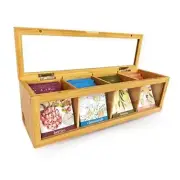 Tea Bag Organizer - Tea Organizer - Tea Storage Box with 4 Compartments (13.5"