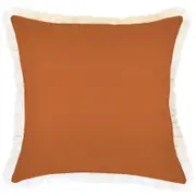 Cushion Cover-Coastal Fringe-Solid Burnt Orange-45cm x 45cm