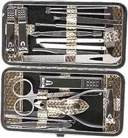 Beatifufu Professional Nail Clipper Set 19 Piece Gold Nail Tool Kit for Home Salon Use