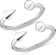 [LeCalla] 925 Sterling Silver Toe Rings for Women | Minimalist Open Adjustable Small Ball & Bar Cone Toe-Rings | Women's Silver Spike Indian Toe Ring Summer Beach Foot Jewelry