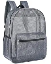Mesh Backpack Lightweight See Through Backpack for Commuting Swimming Grey