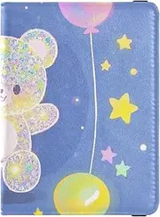 [Amooorous] Cartoon Cute Fake Sequin Bear Leather decorative passport holder for travel Travel Documents Organizer Protector Badge ID Vaccine Card Holder Wallet Lightweight, Cartoon cute fake sequin bear, 1 size