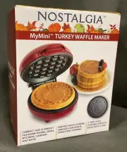 Nostalgia MyMini Turkey Waffle 5" Non-Stick Cooking Surface Factory Sealed