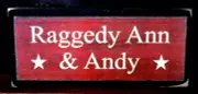 Raggedy Ann and Andy Primitive Rustic Farmhouse Sign Block Shelf Sitter 2.5X5.5