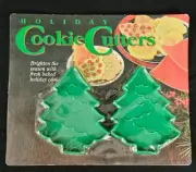 2 Vintage Holiday Cookie Cutters 1960s New In Package Christmas Trees 4" x 3"