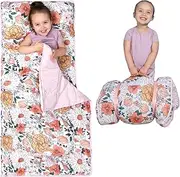 Morxy Toddler Nap Mat with Pillow & Blanket Large Portable Roll Up Nap Mats with Name Tag- Thick Kids Sleep Mat for Daycare, Preschool Travel and Camping for Age 3 and up