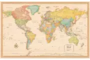 100×70cm Map of the World School Print Poster Home Office Mural Wall Chart Decor