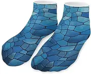 [QMNVBDS] Blue Tile Pattern Socks Ankle Length Socks Casual Short Socks for Women Men Low Cut Sports Socks Running Socks No Show Socks Ankle Socks Athletic Socks Workout Socks, Style, One Size, Style