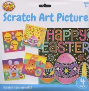 Easter Craft - Happy Easter Scratch Art Picture - 4 pack