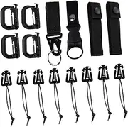 16pcs Set Mountaineering Combination Buckle Backpack Connecting Buckle d Ring Hook Keychain Strap Outdoor Accessories Black