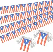 Lebei 2 Pack Puerto Rico Flag Banner String Small Mini 66 Feet 60 Pcs Puerto Rican Hanging Flags Decoration