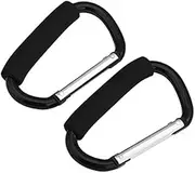 2pcs in Pack Universal Large Buggy Clip Pram Pushchair Shopping Bag Hook Carabiner (Black 14cm)
