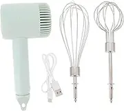 ULTECHNOVO 1Set Cordless Electric Hand Mixer Green Rechargeable Kitchen Tool for Whisking Eggs Creaming Ingredients with Speeds Easy to Clean Detachable Attachments