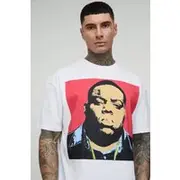 Mens White Tall Oversized The Notorious BIG License Print T-Shirt