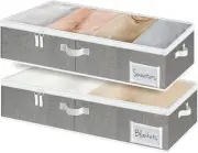 StorageWorks Large Under Bed Storage Containers with Handles and Large, Gray