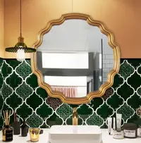 在飛比找松果購物優惠-80cm 鏡子 裝飾鏡 圓鏡 壁掛鏡 美式簡約異形浴室鏡 衛