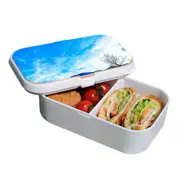 Lunch Box Food Container Snack Picnic Authentic Wood Strap Cutlery Tranquil