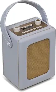 Portable DAB Radio with 20 Hours Playtime, Bluetooth Radio, Mains and Battery Operated, Alarm Clock, FM Radio, 60 Presets, Headphone Jack, Clock/Kitchen Radio, Retro Radio, Lemega CR9 Grey