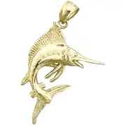 14K Gold Sealife Sailfish Pendant