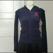 NWT Juicy Couture Regal MT. Robertson Girl’s Blue zipper Jacket Hoodie size 14.