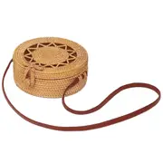 Handmade Rattan Bag Flower Pattern Autumn Design Vintage Art Beach Diagonal Bag 20X20X8Cm