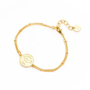 【Dior 迪奧】經典CD LOGO 硬幣造型雙圈手鍊(金色)