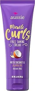 Aussie Miracle Curls Frizz Taming Cream 6.8 Ounce (Coconut & Jojoba Oil)