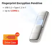 Solid State Pendrive AES256 Fingerprint Encryption 520MB/s USB TypeC Flash Drive