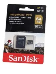 SanDisk 64GB ImageMate PRO microSDXC USH-I Card 170 MB/s w/Adapter New/Sealed