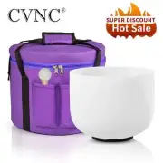 CVNC 432Hz 8" E Solar Plexus Quartz Crystal Singing Bowl Sound Healing W/ Bag